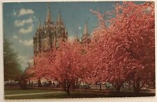 Vintage Postcard Mormon Temple With  U.P.R.C Menu On Back picture