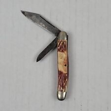 Vintage Imperial Pocket Knife 2 Blade Deer Head Handle Made In USA Unrestored picture