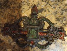 Vintage Antique Rare JUDD Door Mount  Painted Cast Iron Crest W Flame. Detailed  picture