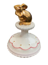 Anthropologie Philomena Cookie Press Stamp Christmas Gold Pink Ceramic Bunny picture