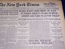 1937 SEPT 8 NEW YORK TIMES - RUSSIA WANTS INDICTMENT OF ITALY - NT 433 picture