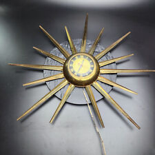 1960 United Clock Corp. No. 924 Brass 24” Starburst MCM Wall Clock - Works ✅ picture