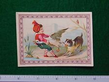 1870s-80s A Merry Christmas & Happy New Year Girl with Duck & Dog Trade Card F26 picture