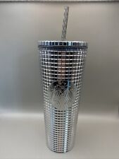 Starbucks Holiday Silver Grid Disco Tumbler Cold Cup 24oz -  picture