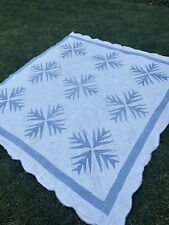 Hand Sewn Vintage Blue & White Quilt Cutter/Repurposing 69x74 picture