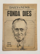 New York Daily News. FONDA DIES. August 13, 1982. Complete/Vintage. picture