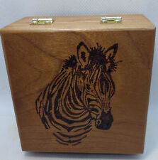 Handmade Wooden Box For Small Items Has A Zebra Carved On Top (Free Shipping) picture