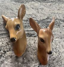 Vintage Mid Century Modern MCM Chalk Chalkware Deer Wall Plaques picture