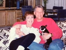 AVB) Found Photo Photograph Cute Couple Posing With Dogs Small Boston Terrier picture