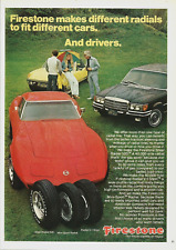 1974 Firestone Steel Radial Tires Red Corvette Mercedes Benz vintage Print AD picture