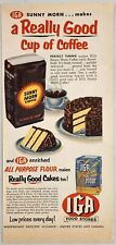 1954 Print Ad IGA Food Stores Sunny Morn Coffee & All Purpose Flour Cakes picture