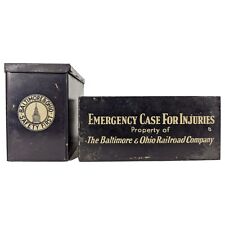 2 Vintage B&O Baltimore & Ohio Railroad Emergency Cases First Aid Kit Tin EMPTY picture