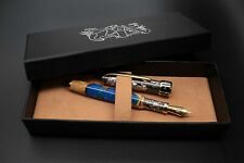 Unknown Land Fountain Pen 925 Silver Wood & Resin M Nib Blue Ink Numbered Serie picture