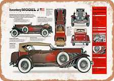 Classic Car Art - 1929 Duesenberg Model J Spec Sheet - Rusty Look Metal Sign picture