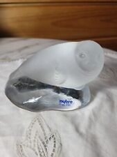 NYBRO SWEDEN 1985 CRYSTAL FROSTED GLASS SEAL PAPERWEIGHT 5.5