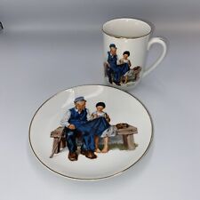 VTG 1982 Norman Rockwell Museum Coffee Cup / 1984 Plate Lighthouse Keeper Set picture