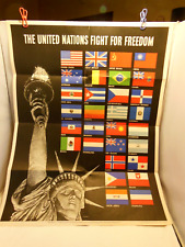 1941 WW11 USA PROPAGANDA POSTER ADVERTISING UNITED NATIONS FIGHT FOR FREEDOM picture