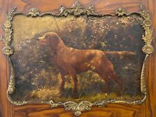 🔥 Fine Antique Early American Old 19th c Irish Setter Dog Portrait Oil Painting picture
