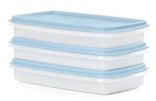 Tupperware Snac-Stor Slim Containers Set of 3 Ice Blue 9.5