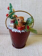 Vintage Inspired Christmas Ornament Assemblage Chipmunk Brush Tree Bucket picture