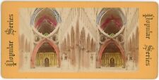 c1900's Real Photo Hand Tinted Stereoview Wells Cathedral Nave Somerset England picture