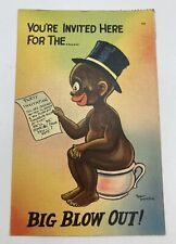 POSTCARD VINTAGE - You’re Invited Here For The… Big Blow Out Posted 1943 Comedy picture