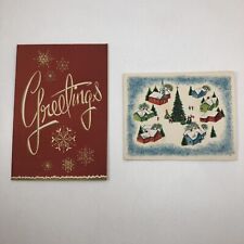 2 Vtg 1950s Snowy Village Greetings Salesman Sample GREETING CARDS picture