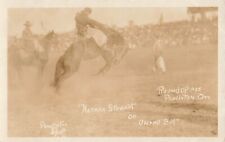Postcard Pendleton, OR: Rodeo Roundup Cowboy Norman Stewart on Overall Bill 1925 picture