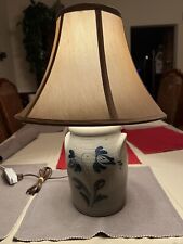 RARE Vintage Workshops Of Gerald Henn Crock Table Lamp Blue Stoneware Salt Glaze picture