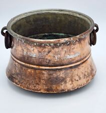 COPPER Cauldron/ Fireplace Kettle Antique/Primative  Pot/ Iron Rings Dovetail picture
