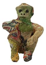 Sitting Jungle Monkey Hand Crafted Paper Mache In Colorful Sari Fabric Figurine picture