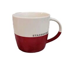 2011 Starbucks Coffee Tea Mug Cup White Dipped Red Silver Logo Bone China 16 oz picture