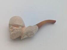 Hand Carved Meerschaum Pipe Wooden White Bearded Man  picture