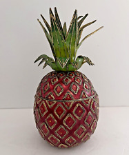 Enamel Metal Cloisonne Pineapple Trinket Box Red Green and Gold  NYCO  Lmtd Ed picture