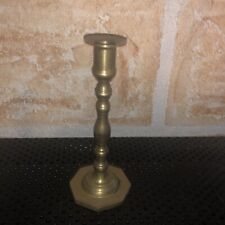 ANTIQ RARE Solid Heavy Brass Candlestick Holders With Trapezius Base, 19th Cen picture