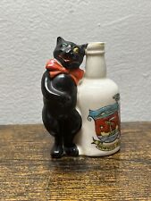 Arcadian Crested China Black Cat w/ Bottle - Bowness Windermere Rare Reg Series picture