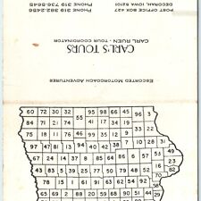 c1960s Iowa License Plate County Numbers Map Pocket Business Card Carl Ruen 5T picture