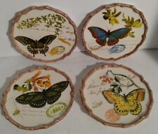 MudPie Nesting Butterfly Plates Bamboo Border 5” Dia Set of 4 5