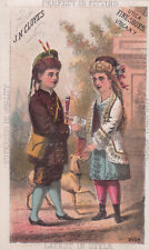 J N Cloyes Utica Shoes Boy & Girl Dog K Pancoast Philadelphia Vict Card c1880s picture