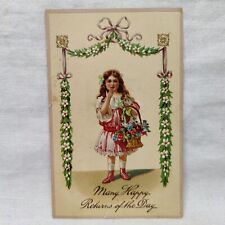 RARE Atq 1910s German Postcard Flower Girl 