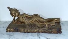 GORGEOUS VINTAGE NEPALESE STYLE GOLD COLOR STATUE OF A RECLINING BUDDHA picture