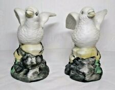 Vintage Pair Of White Doves Porcelain Ceramic Sculptures Figurines Birds On Rock picture