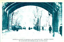 Vintage St. Louis Gate & Grande Allee Winter Scene LG Postcard Quebec Canada New picture
