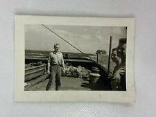 Navy Sailor On Ship Laughing Friends USS Bagaduce B&W Photograph Snapshot 3 x 4 picture