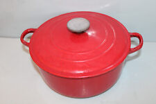 Vintage Le Creuset France “E” 4.5 Qt RED Enameled Dutch Oven Pot with LID picture