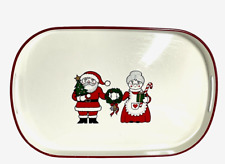Vintage Christmas Mr. and Mrs. Claus Lacquerware Serving Tray Made in Japan picture