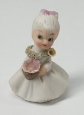 Napcoware Miniature Girl with Flower Figurine 2 1/4