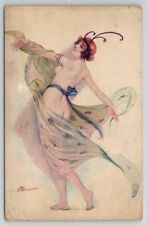 Art Nouveau Suzanne Meunier Nude Dance of Veil Erotica Risque Postcard A38 picture