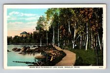 Rangeley ME-Maine, Board Walk To Lake House, Antique Vintage Souvenir Postcard picture