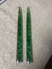 Pair Of 2 LUCITE Green Silver Flake Taper Candlesticks 11 1/2” Vintage 60s-70s picture